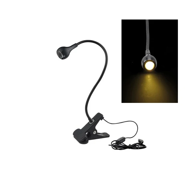 black warm light USB power Настольная лампа с зажимом, держатель, сгибаемый светодиодный светильник для книг, гибкий светильник для чтения, настольная лампа для учебы, спальни, гостиной - Цвет: black warm light