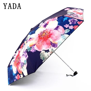 

YADA 2019 Fashion Light Mini Flower Umbrella Parasol Rain Five Pocket Fold Umbrella For Women Men Anti-UV Manual Umbrellas YD224