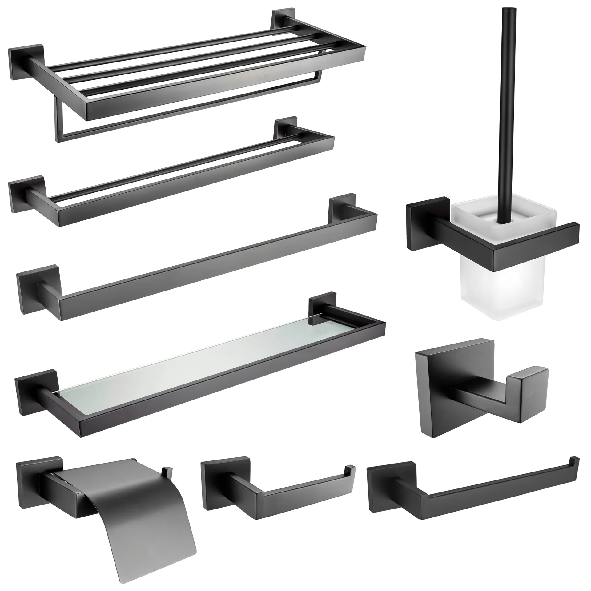 

Black And White with Pattern Towel Rack Stainless Steel 304 Towel Rack Bathroom Rack Sanitary Ware Hardware Pendant Set Manufact