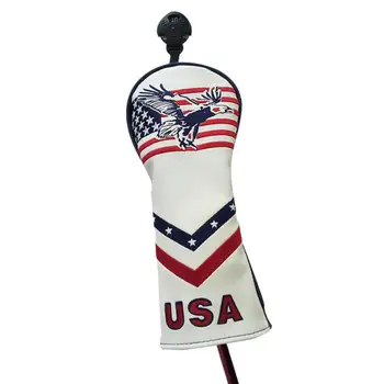 

Golf Club Head Covers, Driver Cover Headcovers Protector, Pu Leather for Men and Women,with USA Flag Embroidery