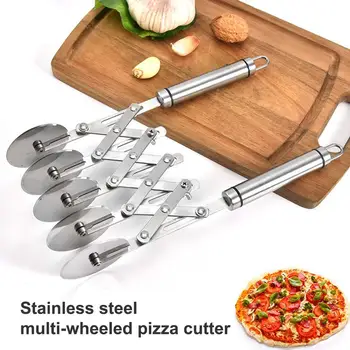 

Stainless Steel 5 Wheels Roller Pizza Cutter Dough Divider Kitchen Bakeware Tool nice