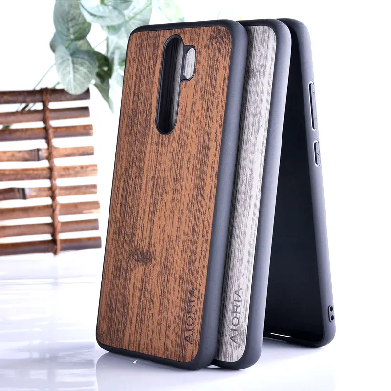Бамбуковый чехол для Xiaomi Redmi Note 8 pro 8A приятный на ощупь с отпечатком пальца без