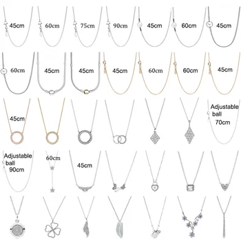 

PDX Xl 01 100% 925 Sterling Silver Silver Chain Necklace (adjustable) Basic Charm Necklace with Logo Necklace for Woman
