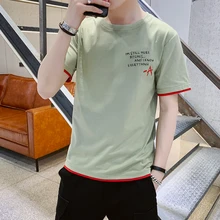 Летняя мужская Тонкая футболка с круглым воротником и коротким рукавом, Мужская одежда, han edition, культивирует свою мораль, мужская рубашка с коротким рукавом