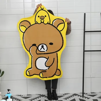 

Unisex Irregula Shape Rilakkuma Bath Towel Warm Cartoon Bathrobe Boys Girls Sleepwear Onesie Pajamas Children Bathrobes Flannel