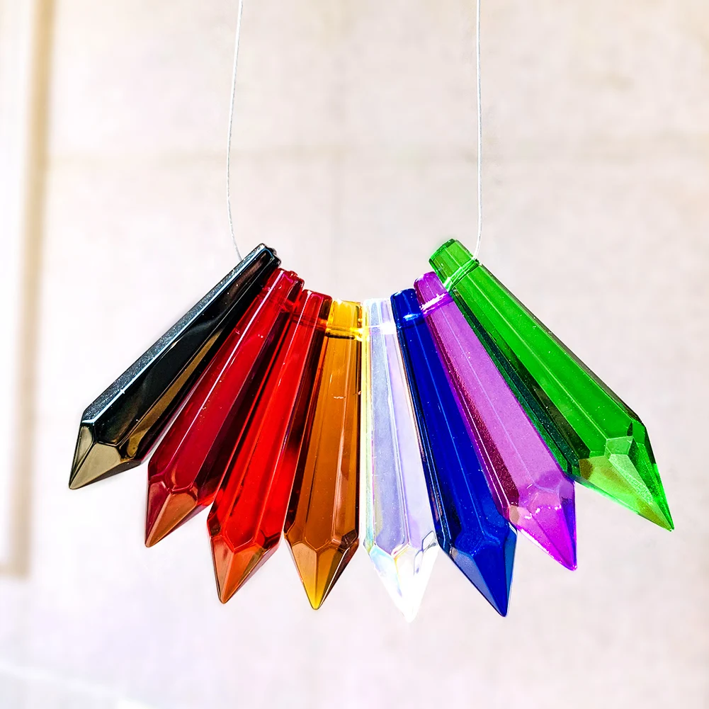 5PCS Crystal Pointed Beads Chandelier Crystals Lamp Prisms Icicle Glass Bead Suncatcher for Windows Decor DIY Hanging Pendant — view 2