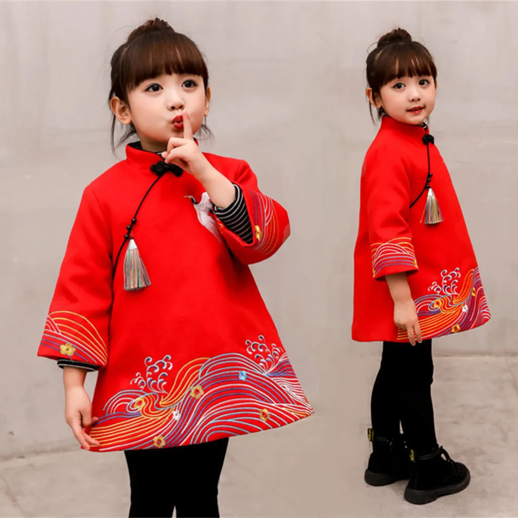Детское платье; повседневные платья для девочек; весенне-летняя одежда для маленьких девочек; Китайский новогодний костюм в стиле Тан; платья принцессы в китайском стиле