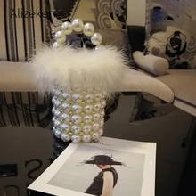 Вечерняя сумочка-клатч из искусственного меха с жемчужинами Женская Ретро ручной работы с жемчужными бусинами розовая маленькая сумка-ведро Дамский прозрачный кошелек сумка