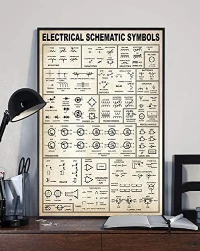 Electrical Schematic Symbols Knowledge Chart for Electrician Wall Art Poster Decor Vintage Metal Tin Sign | Дом и сад