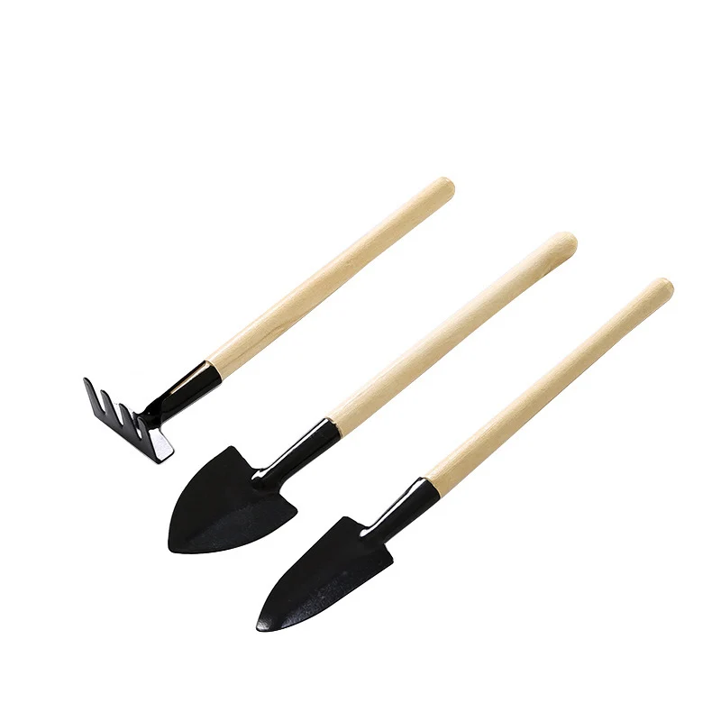 3pcs/set Mini Garden Tools Set Small Shovel/Rake/Spade Wooden Handle Metal Head Garden Tools For Office & Family Gardening Gift