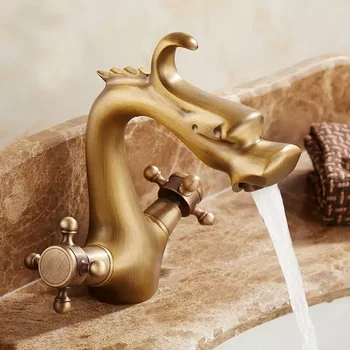 

Copper Retro Tap European Wash Basin Antique Hot and Cold Water Kitchen Mixing Faucet Atmospheric Pressure 60CM Bidet 1.2 Spiral