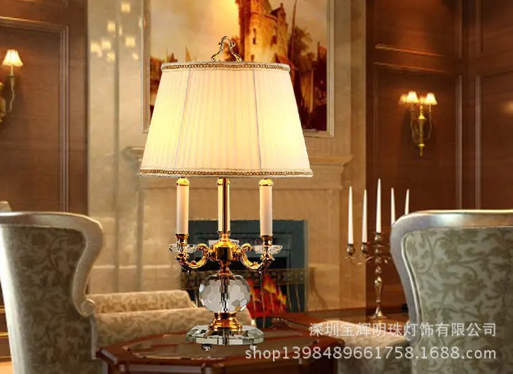 

Fashion europe europe base fabic lampshade Table Lamps for Home Parlor Dining bed Room