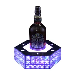 Wholesale Led Glowing Creative Wine Rack KTV Colorful Crystal Champagne Laser Stainless Steel Wine Showing Stand