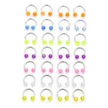 Поддельные серьги, пирсинг, 2 шт., кольцо для носа, губ из нержавеющей стали, кольца с шариком, обруч "Подкова", кольцо, ювелирные изделия для тела, перегородка, ниппель