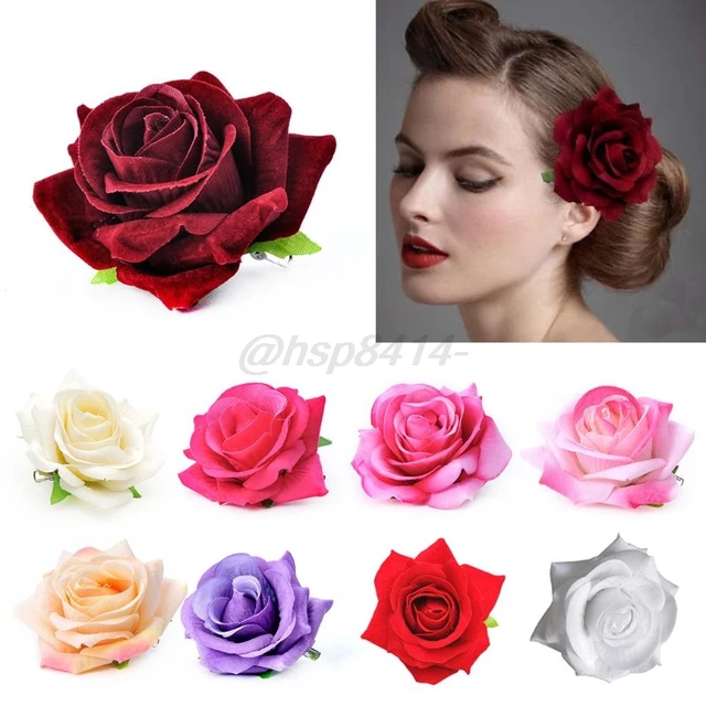 4 Stück Blumen Haarklammer In Rot - Elegante Haaraccessoires Für Besondere Anlässe