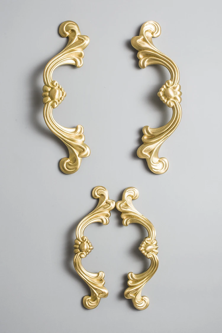 poignée rétro européenne en laiton pour porte or