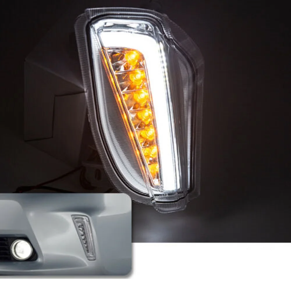US $95.99 Clear Lens Switchback Yellow LED Front Turn Signal Corner Lamp White 3D Lightbar Driving Light for 1215 Toyota Prius V ZVW4041