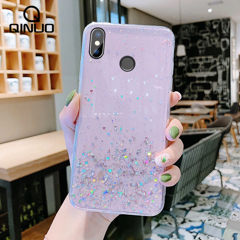

Bling Glitter Case For Xiaomi Mi A2 6X 6 8 SE 9 Crystal Sequins Soft Cover On the For Xiaomi Mi 8 Lite Explorer Transparent Capa
