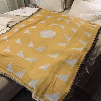 

Nodic Ins Yellow Blanket Knit Throw Blanket Tassels Fringe Blanket Travel Home Sofa Chair Couch Bed Sofa Cover