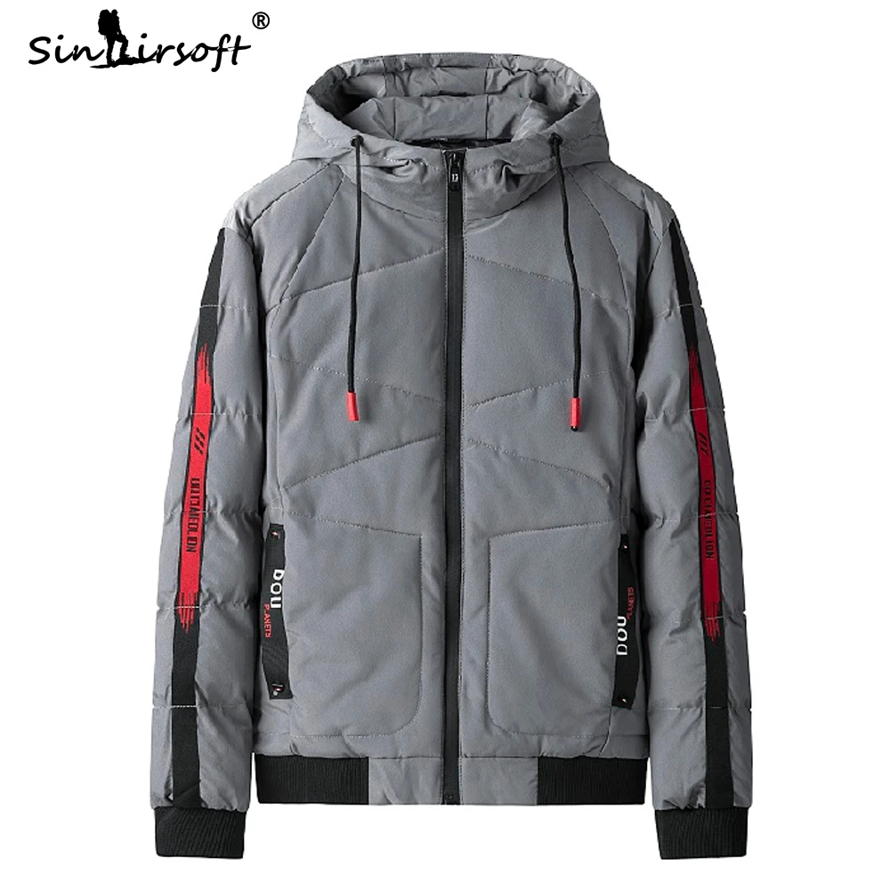 

New Polyester Patchwork Coat Men Hooded Spliced Design Men's Top Fashion Clothing Hot Male Slim Fit 2019 Winter Down Jacket Warm