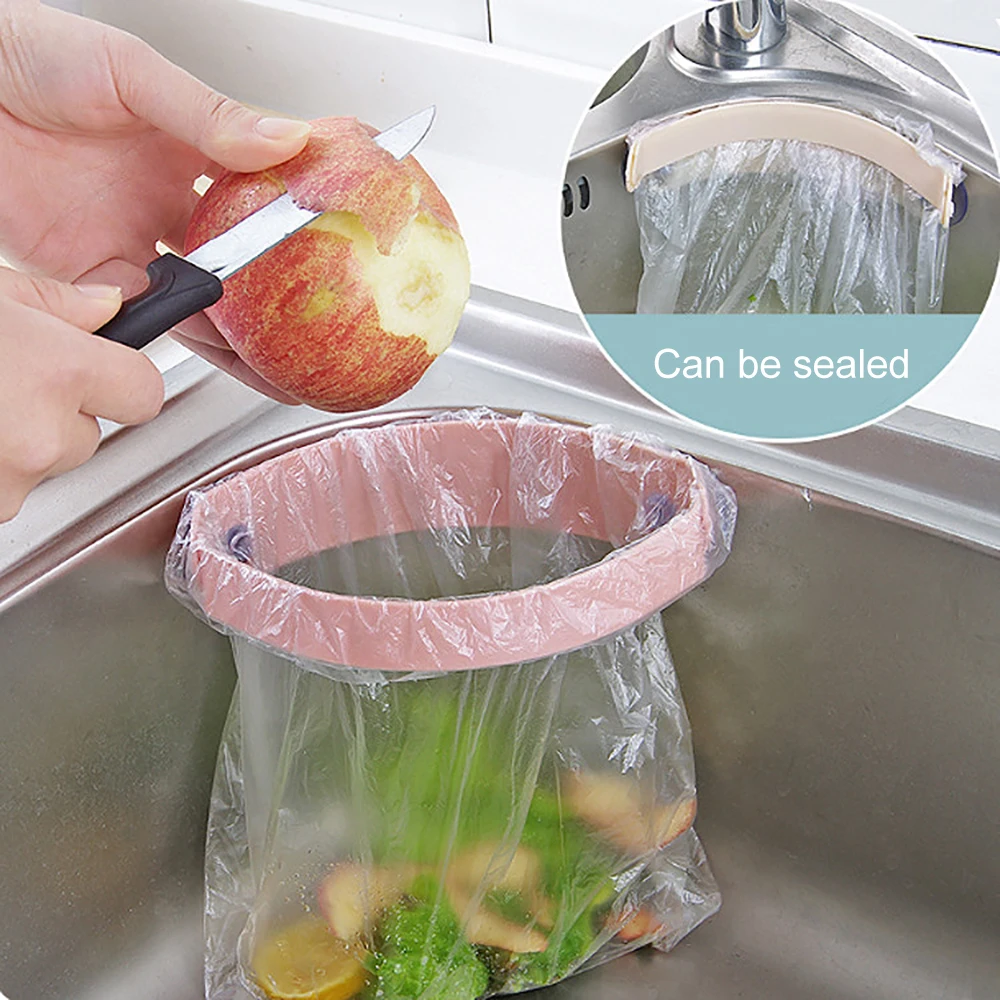 Kitchen Creative Suction Garbage Bag Holder Kitchen Sink Sucker Clip Storage Rack Garbage Storage Organizer Kitchen Gadgets