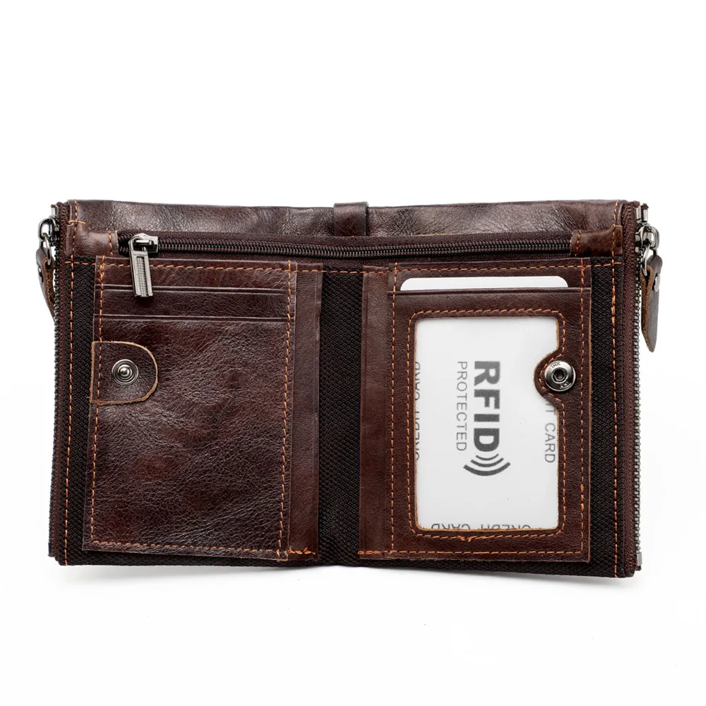 RETROGOO Genuine Crazy Horse Cowhide Leather Men Wallet Short Coin Purse Small Vintage Wallets Card Holder Female Clutch Cartera 4