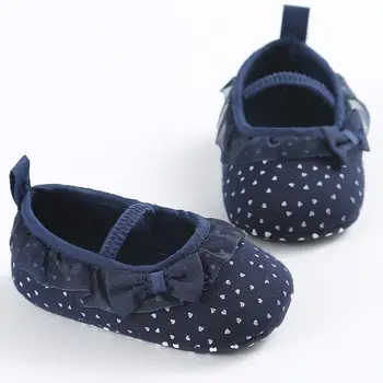 

Newborn White Bowknot Dot Baby Girl Lace Shoes Toddler Prewalker Anti-Slip Shoe Simple Baby Shoes First Walker