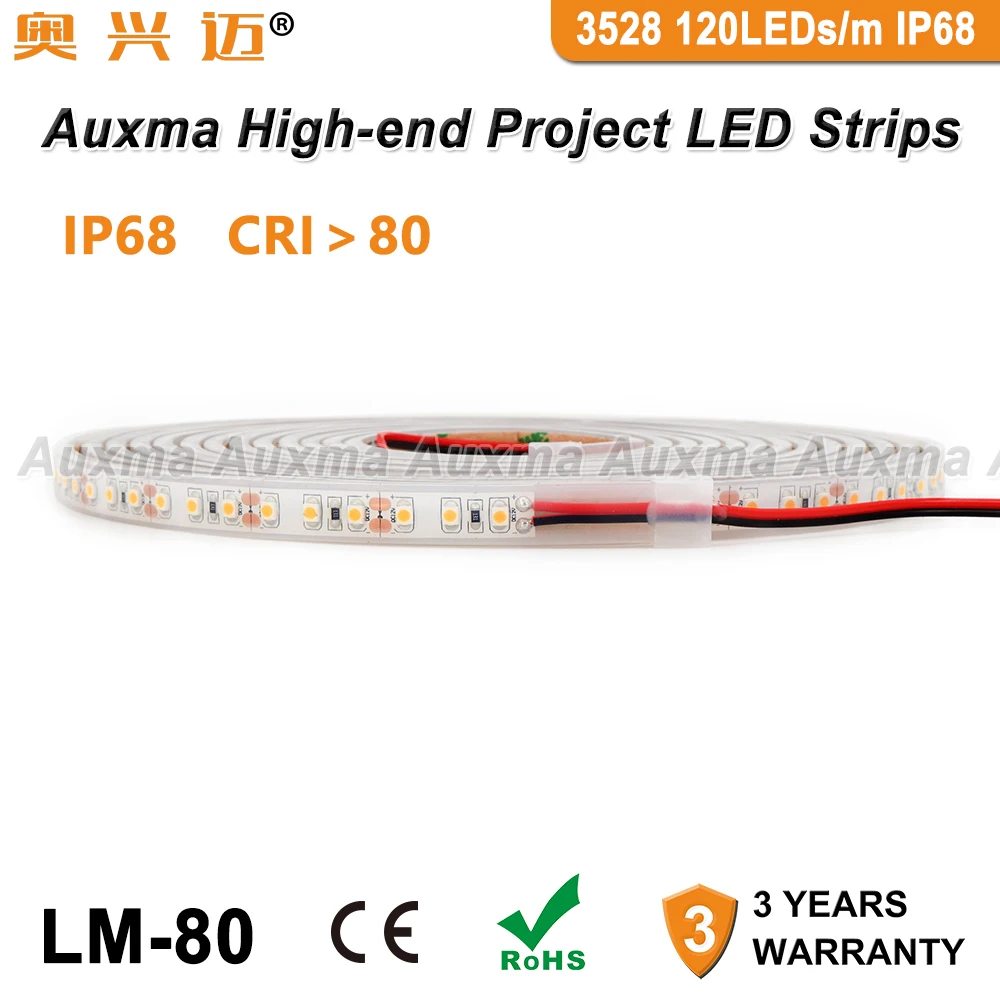 3528 RA80 CRI80 120 светодиодный s/m IP68 DC12V/24 V 600 светодиодный s/катушка, 5 м/катушка Силиконовые Открытый Водонепроницаемый светодиодный гибкая для