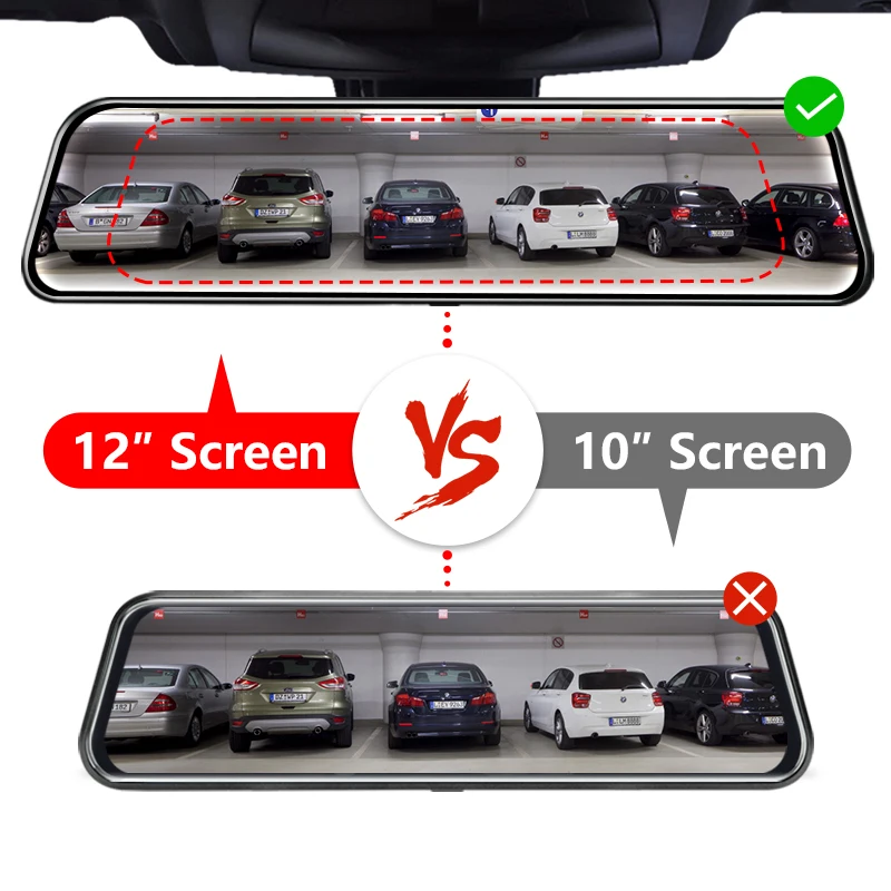 Jansite 12 дюймов Автомобильный видеорегистратор камера 1080P Автомобильный видеорегистратор зеркало заднего вида видео рекордер сенсорный экран двойной объектив рекордер gps воспроизведение трека