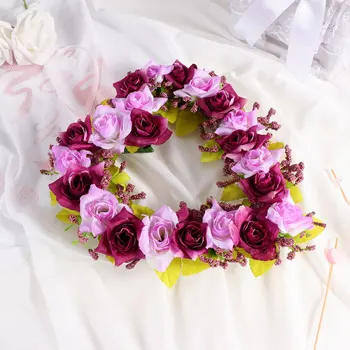

1Pc Practical Lifelike Beautiful Party Wreath Flower Garland Hanging Ornament for Festival Celebration
