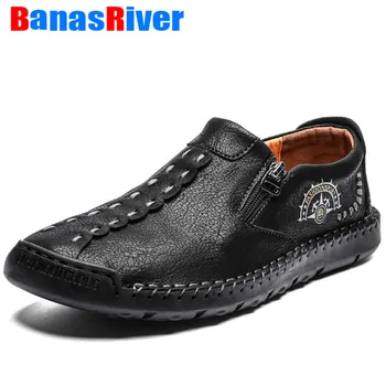 

NEW Leather Men Casual Shoes Luxury Brand 2020 Mens Loafers Moccasins Breathable Slip on Black Driving Footwear Plus Size 38-48