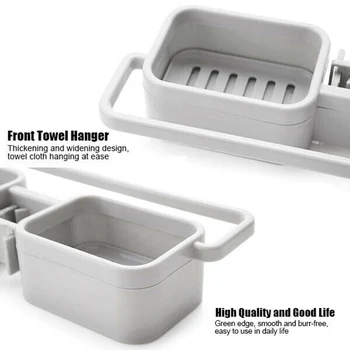 

Kitchen Sink Faucet Sponge Soap Storage Organizer Cloth Drain Rack Holder Shelf Mounted On The Faucet