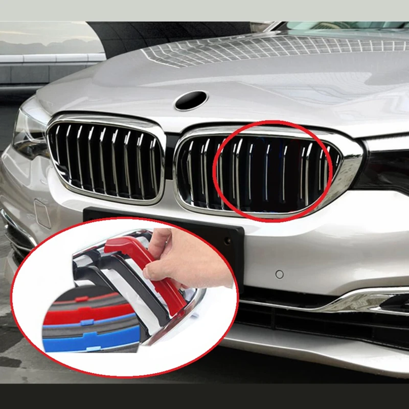 10x Abs Car Head Grille Decorative Strips Emblem Car Hood Grill Trip