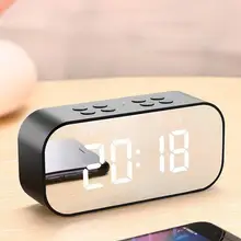 Зеркальная поверхность беспроводной Bluetooth динамик музыкальный плеер с цифровым будильником ночник для дома, спальни, офиса, подарки для детей
