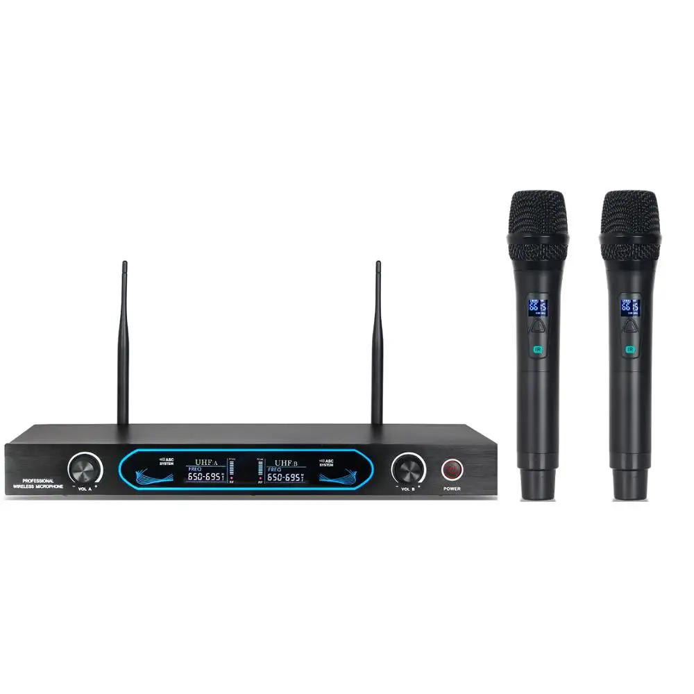 

Factory wholesale UHF two channel wireless FM microphone for family entertainment KTV performance