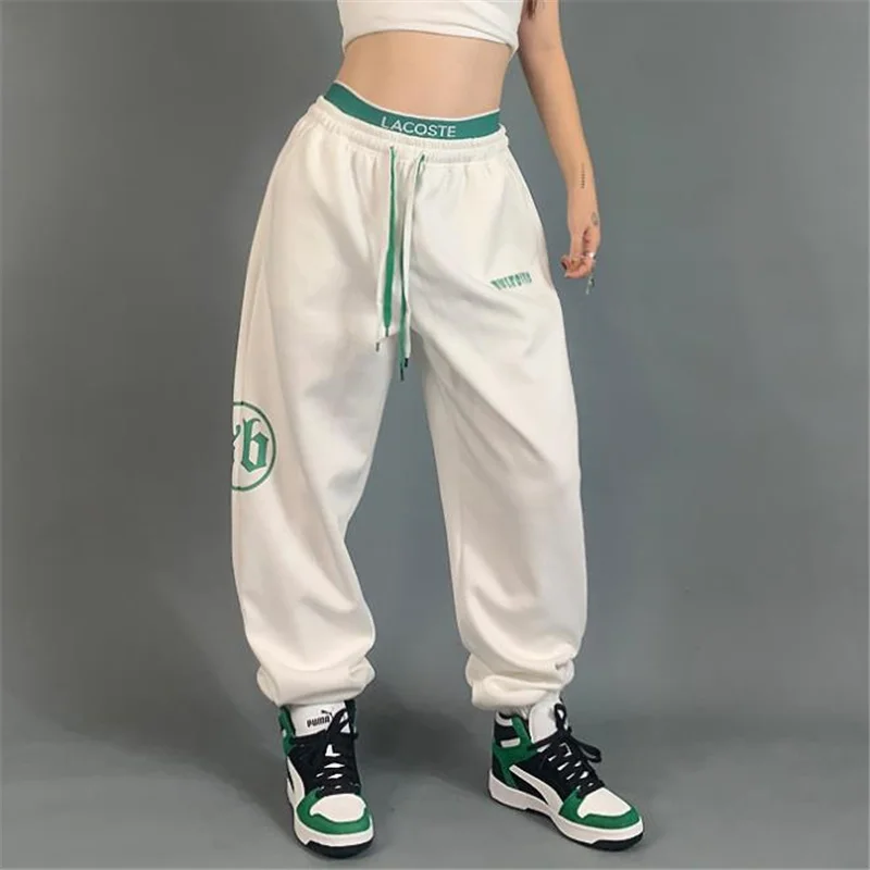 2022 Women's Joggers Pants Loose Jazz hiphop Sweatpants Streetwear Woman Lady Girl Bottoms Trousers Elastic Waist White Red