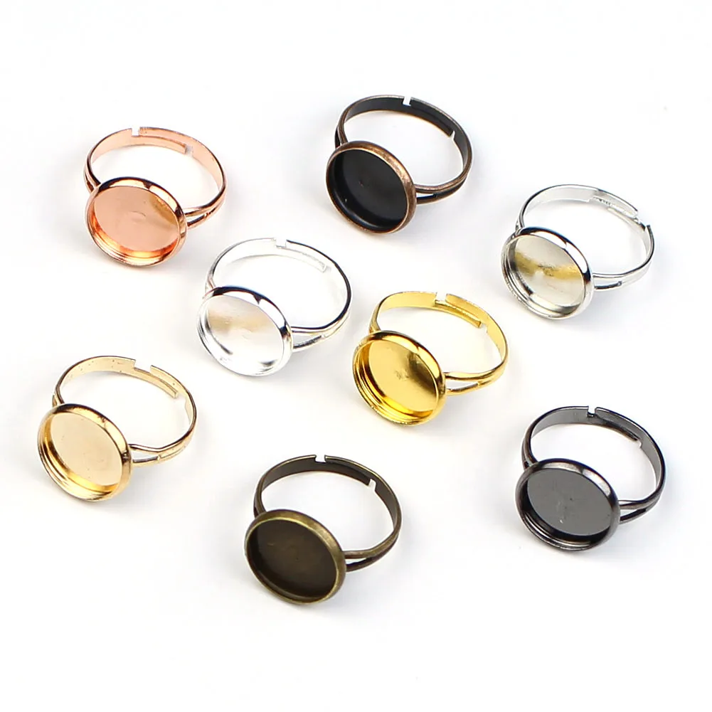 

Wholesale 30pcs/lot Adjustable Blank Ring Base Fit Dia 8mm - 25mm Glass Cabochons Cameo Settings For DIY Ring Jewelry Making