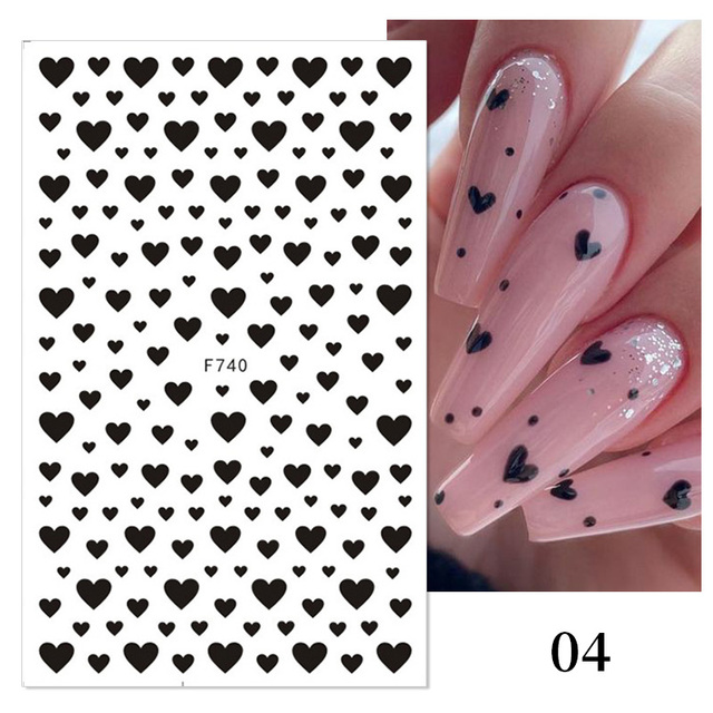 Sheet 3D Nail Stickers Heart Love Stickers Christmas Nail Art Self-Adhesive Slider Decorations Stars Decals Stickers for nails