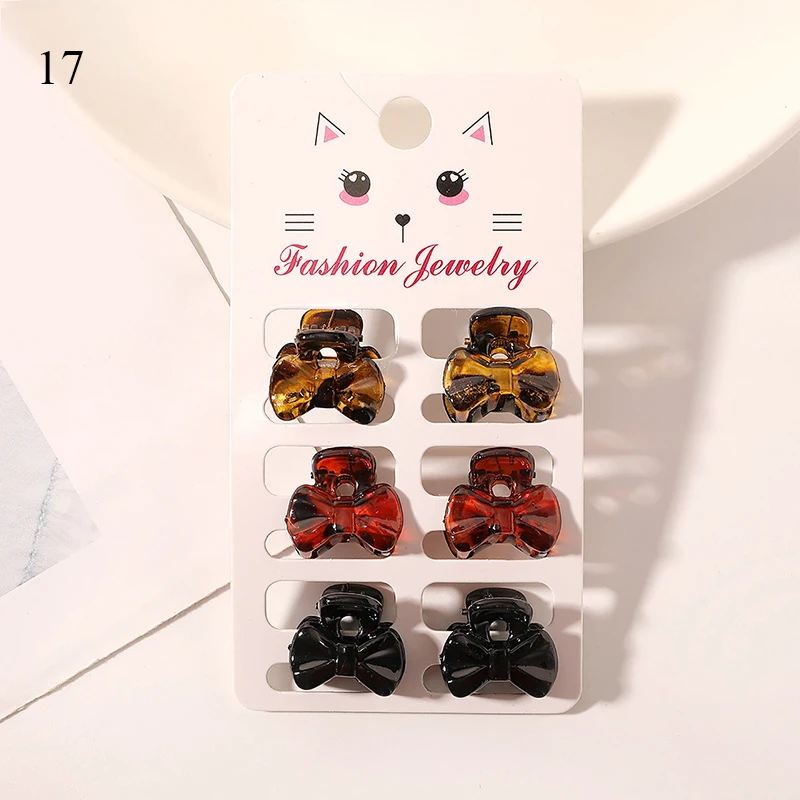 Fashion Amber Hair Clip Good-looking Morandi Color Mini Hair Accessories 6Pcs/Set  Small Cute Resin Hair Claws Clip Simplicity knot hair band