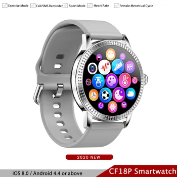 

CF18P Smart Watch Women Round Full Touch Screen Heart Rate Monitor Menstural Period Prediction Smartwatch Girls For Android IOS