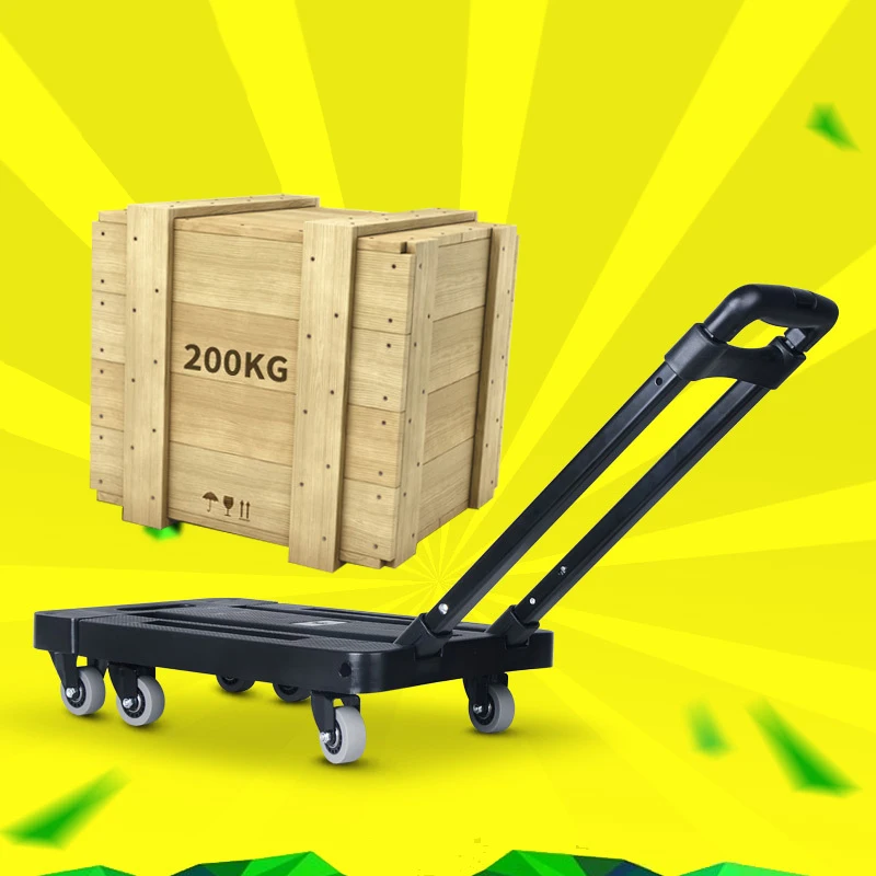 Portable Metal PP Folding Luggage Trolley Cart for Car Travel Accessory Shipping Trailer Adjustable Handle Chassis |