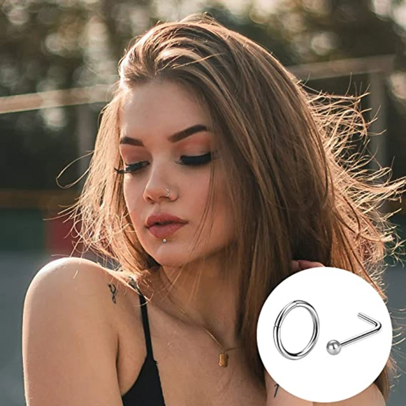 36 Pcs Titanium Steel Nose Rings Nose Piercings Jewelry Nose Rings
