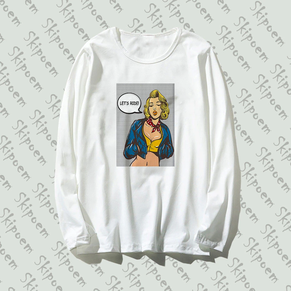 

2019 New Long Sleeve Female T Shirt Pop Art Personality Woman Funny Artwork Style Print Cotton Top Tee Casual O Neck Clothing