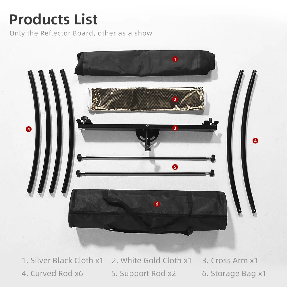 U-type 155*61cm 4in1 Reflector Diffuser Collapsible Photography Light Reflective Screen