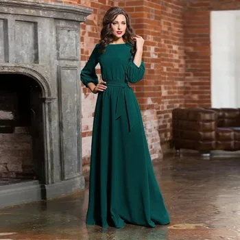 

Women Casual Bow Maxi Sashes Dress Ladies Vestidos Long Sleeve O Neck Elegant Party Dress Plus Size Women Vintage Party Dresses