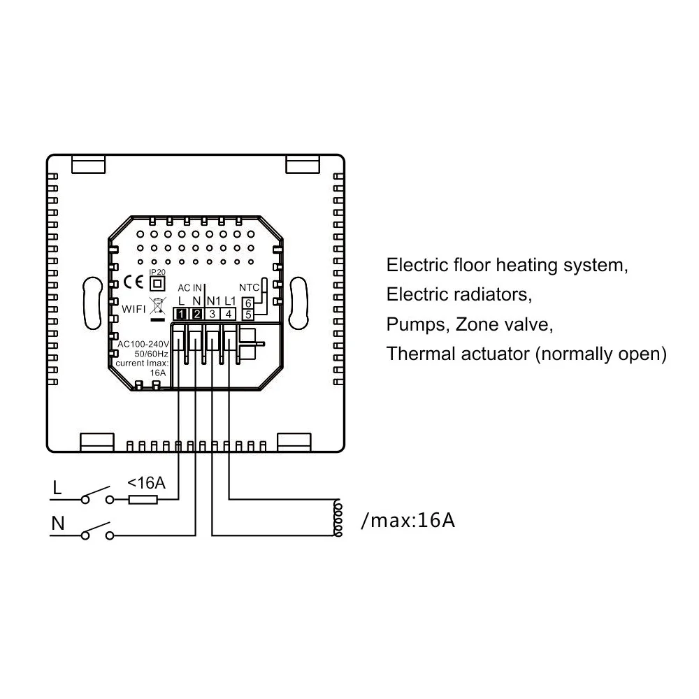 Smart WiFi Thermostat for Floor Heating - Compatible with Voice Assistants
