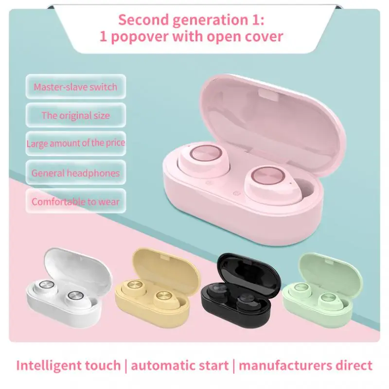 Tws Bluetooth 5 0 Headset Wireless In Ear Tw60 Macaron Sports Headphone Smart Touch Noise Canceling Earphone with Mic Earbuds