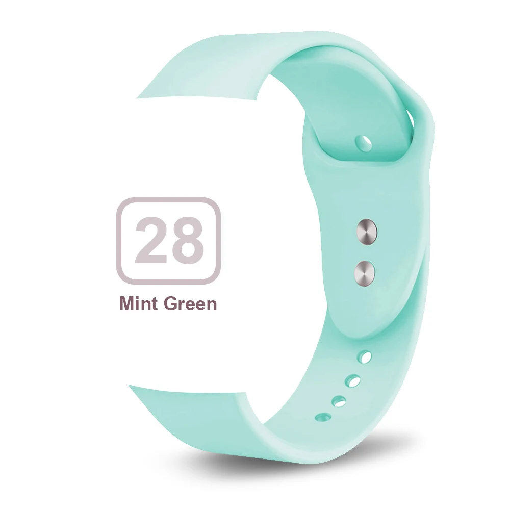 Mint green Силиконовый ремешок для Apple Watch 38 мм 42 мм iwatch 5 ремешок 44 мм 40 мм спортивный браслет резиновый ремешок для iwatch 4 3 2 1 - Цвет ремешка: Mint green