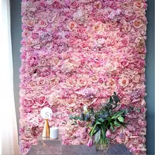 Decoración de pared de flores para el hogar, rosa de seda, champán, Artificial, decoración de boda, pared de flores, romántica, telón de fondo