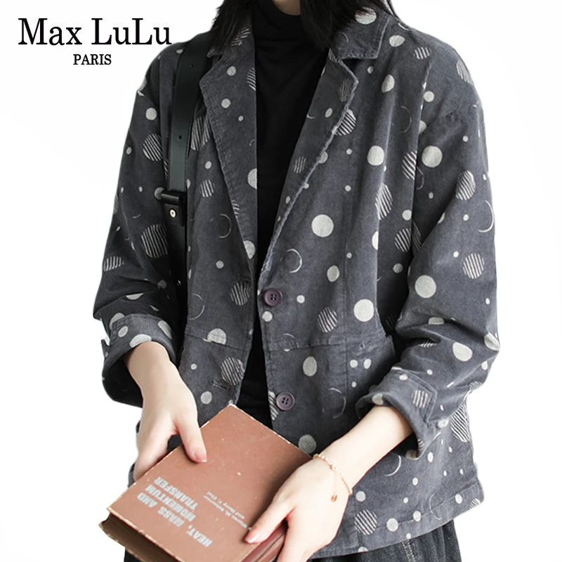

Max LuLu 2019 Autumn Fashion European Style Ladies Punk Clothes Women Oversized Dot Jackets Vintage Loose Denim Coats Plus Size